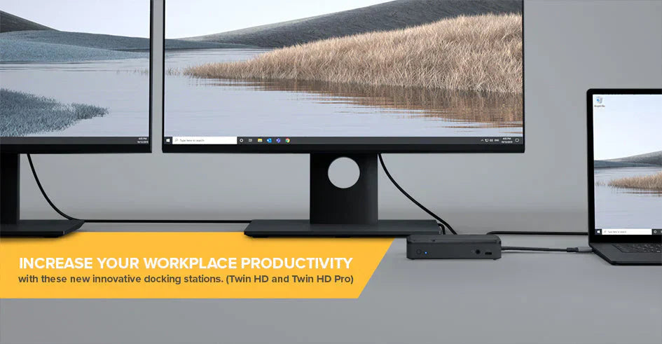 Increase your workplace productivity with these new innovative docking stations. (Twin HD and Twin HD Pro)