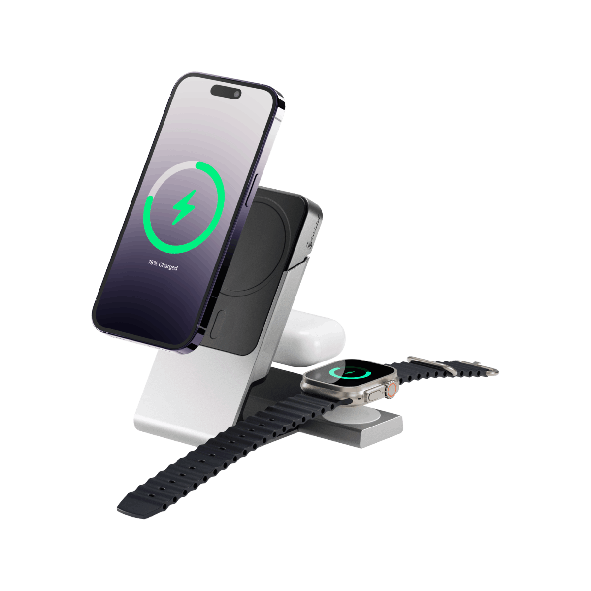 Matrix+ 3-in-1 Magnetic Charging Dock with 5000mAH Wireless Power Bank ...