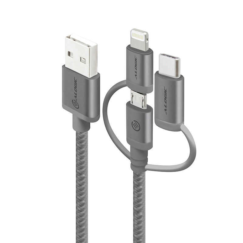 3-in-1 Charge & Sync Combo Cable - Micro USB + Lightning + USB-C - Prime Series