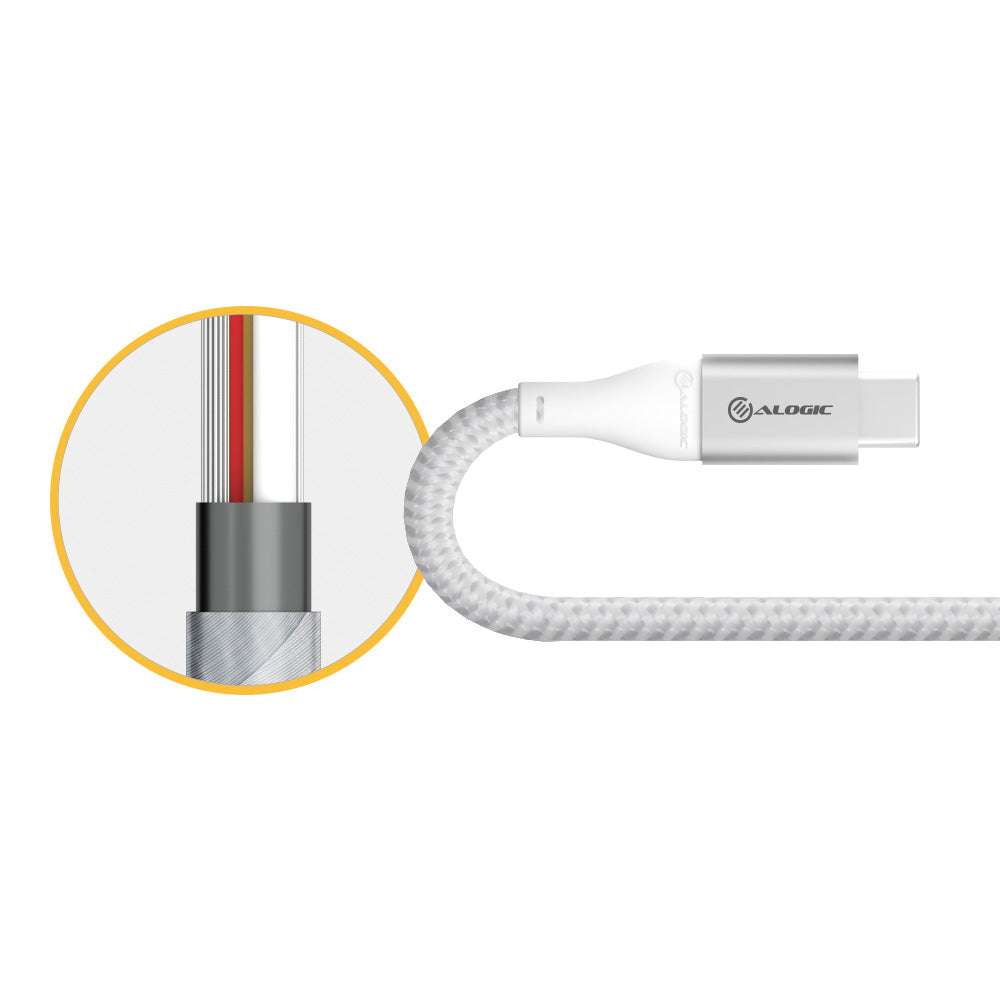 Super Ultra USB 2.0 USB-C to USB-C Cable - 5A/480Mbps - Silver - 30cm