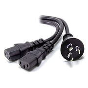 Aus 3 Pin Mains Plug to 2 X IEC C13 Y Splitter Cable - Male to 2 X Female (10A)