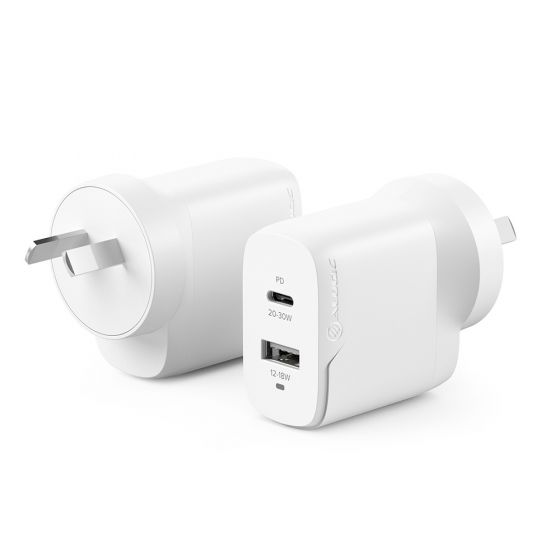 2X32 Rapid Power 2 Port 32W USB-C GaN Wall Charger
