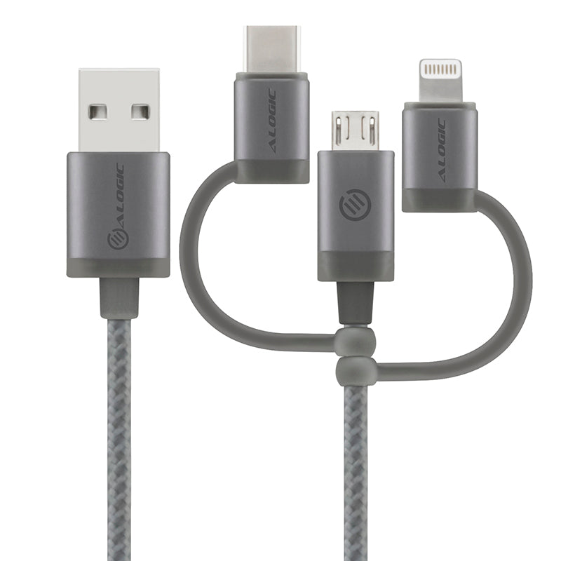 3-in-1 Charge & Sync Combo Cable - Micro USB + Lightning + USB-C - Prime Series