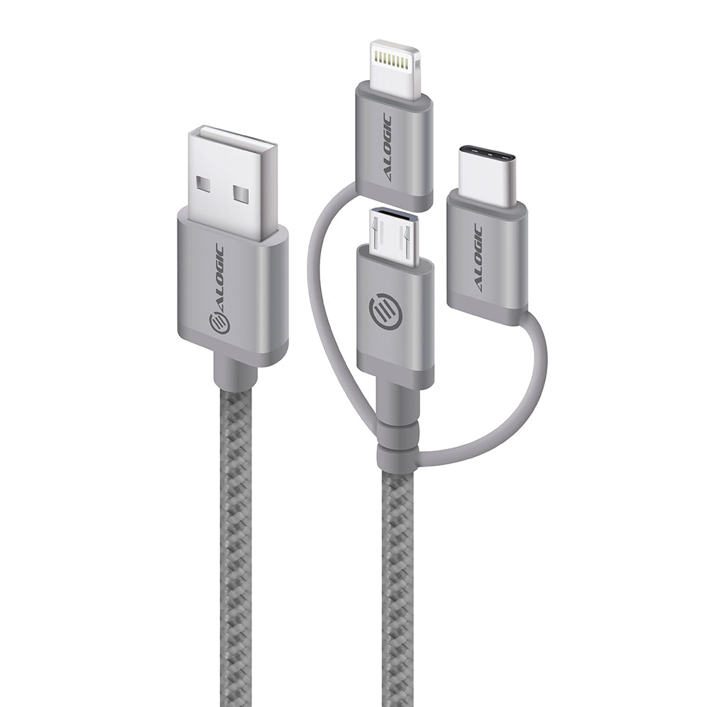 3-in-1 Charge & Sync Combo Cable - Micro USB + Lightning + USB-C - Prime Series