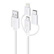 3-in-1 Charge & Sync Combo Cable - Micro USB + Lightning + USB-C - White - 0.3m