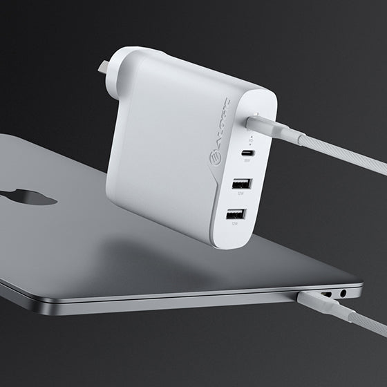 4X100 Rapid Power 4 Port 100W GaN Wall Charger - White - Includes 2m 100W USB-C Charging Cable