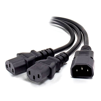 IEC C14 Plug to 2 X IEC C13 Y Splitter Cable - Male to 2 X Female (10A)