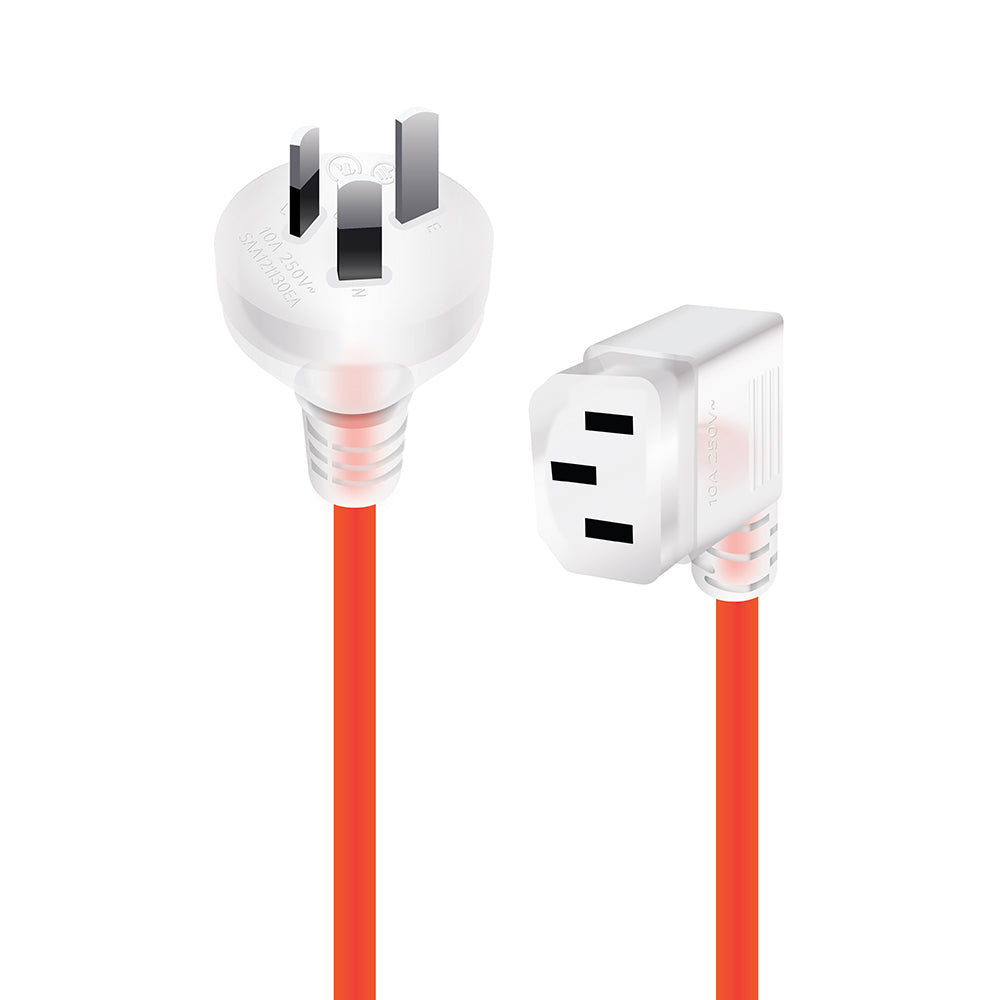 Medical Power Cable Aus 3 Pin Mains Plug (Male) to Right Angle IEC C13 - 2m
