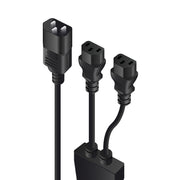 IEC C14 Plug to 2 X IEC C13 Y Splitter Cable - Male to 2 X Female (10A) - 30cm