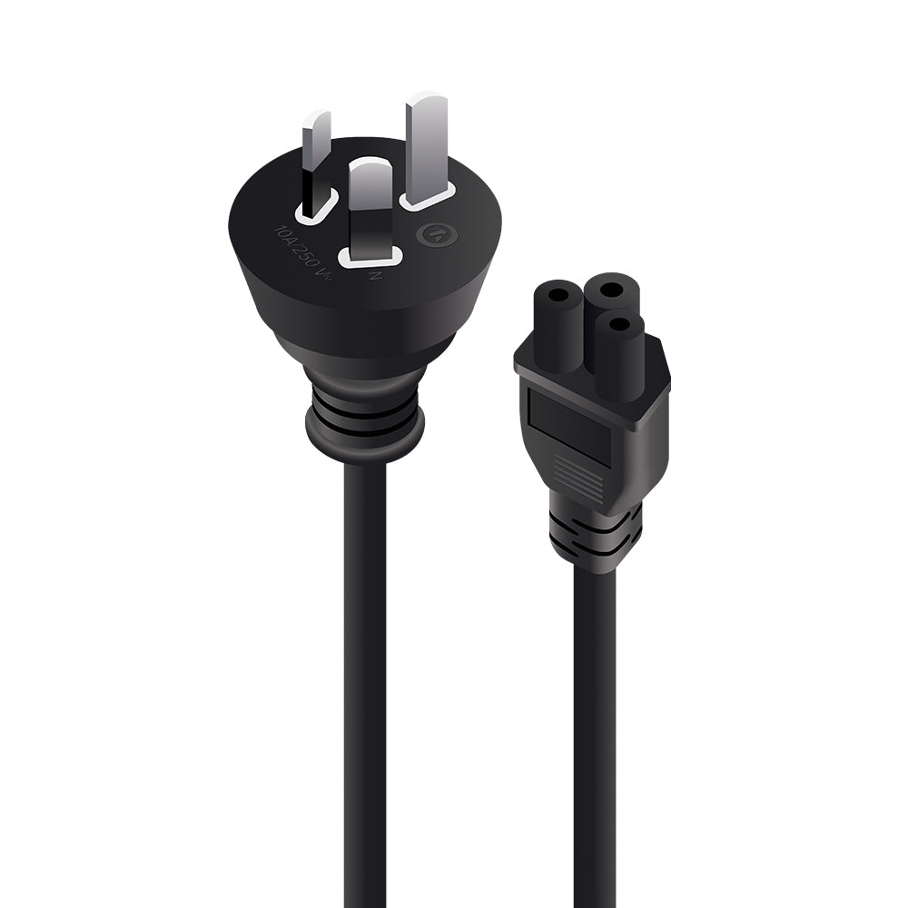 Aus 3 Pin Mains Plug to IEC C5 - Male to Female (10A) - 2m - Commercial