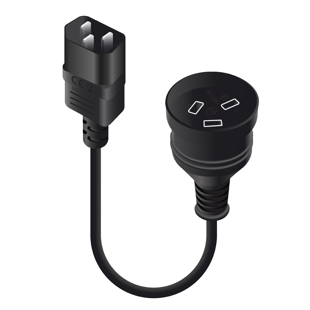 IEC C14 to Aus 3 Pin Mains Plug - Male to Female