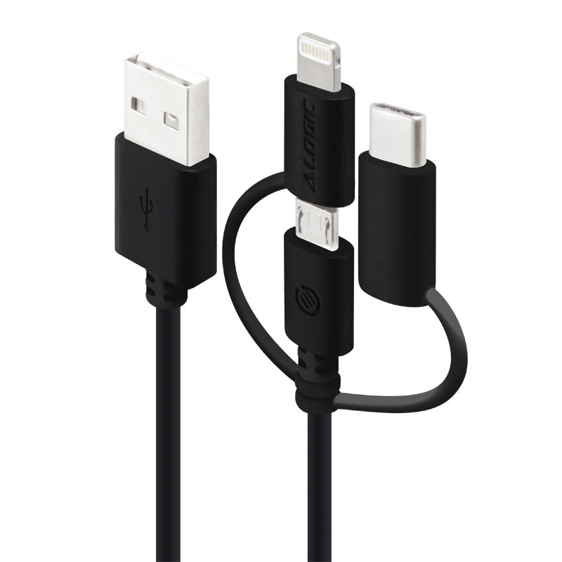 3-in-1 Combo Charge & Sync Cable - Micro USB + Lightning + USB-C