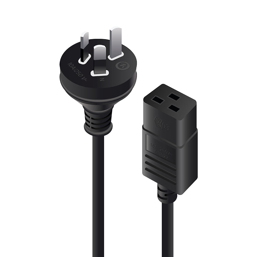 10Amp Aus 3 Pin Mains Plug to IEC C19 - Male to Female