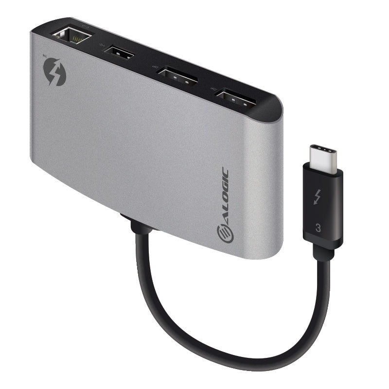 ThunderBolt 3 Dual DisplayPort PORTABLE Docking Station with 4K - Space Grey
