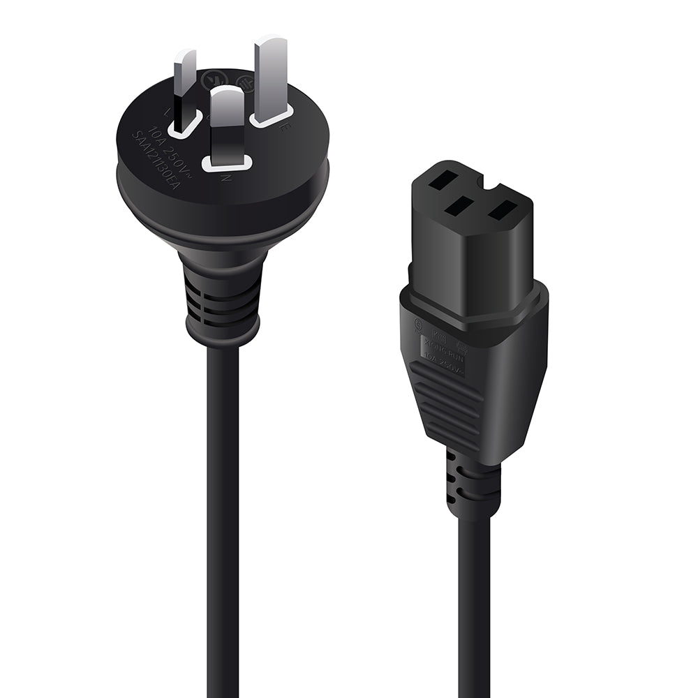 Aus 3 Pin Mains Plug to IEC C15 High Temperature - Male to Female (10A)