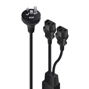 Aus 3 Pin Mains Plug to 2 X IEC C13 Y Splitter Cable - Male to 2 X Female (10A) - 4m