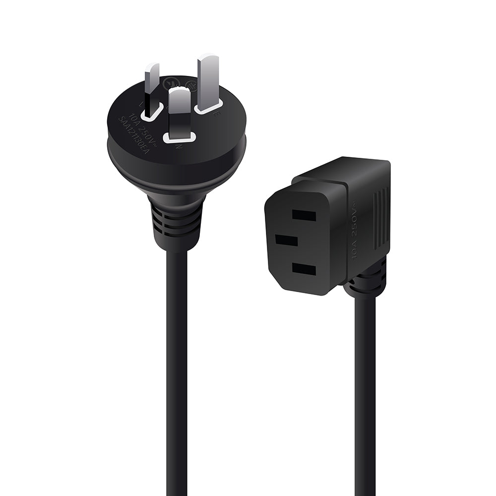 3 Pin Aus Male to Right Angle IEC C13 Female Power Cable