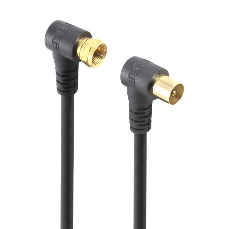 Right Angle PAL To Right Angle F-Type TV Antenna Cable - 0.75m