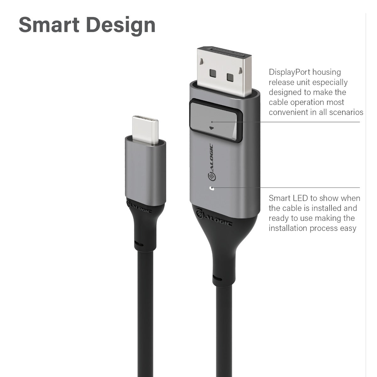 USB-C (Male) to DisplayPort (Male) Cable - Ultra Series - 4K 60Hz -Space Grey - 1m