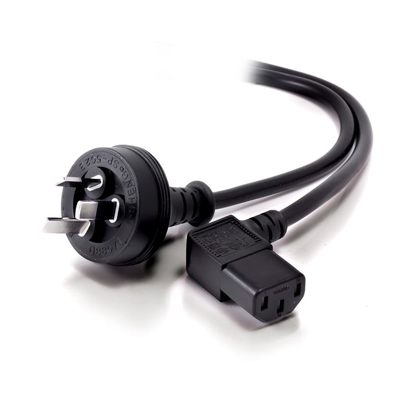 3 Pin Aus Male to Right Angle IEC C13 Female Power Cable - 2m