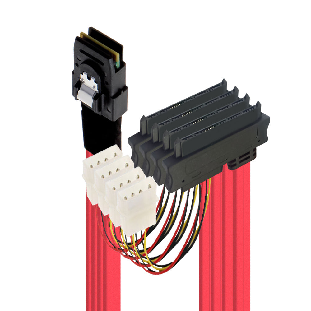 Mini SAS (SFF-8087) to (4) SFF-8482 Cable-0.5m